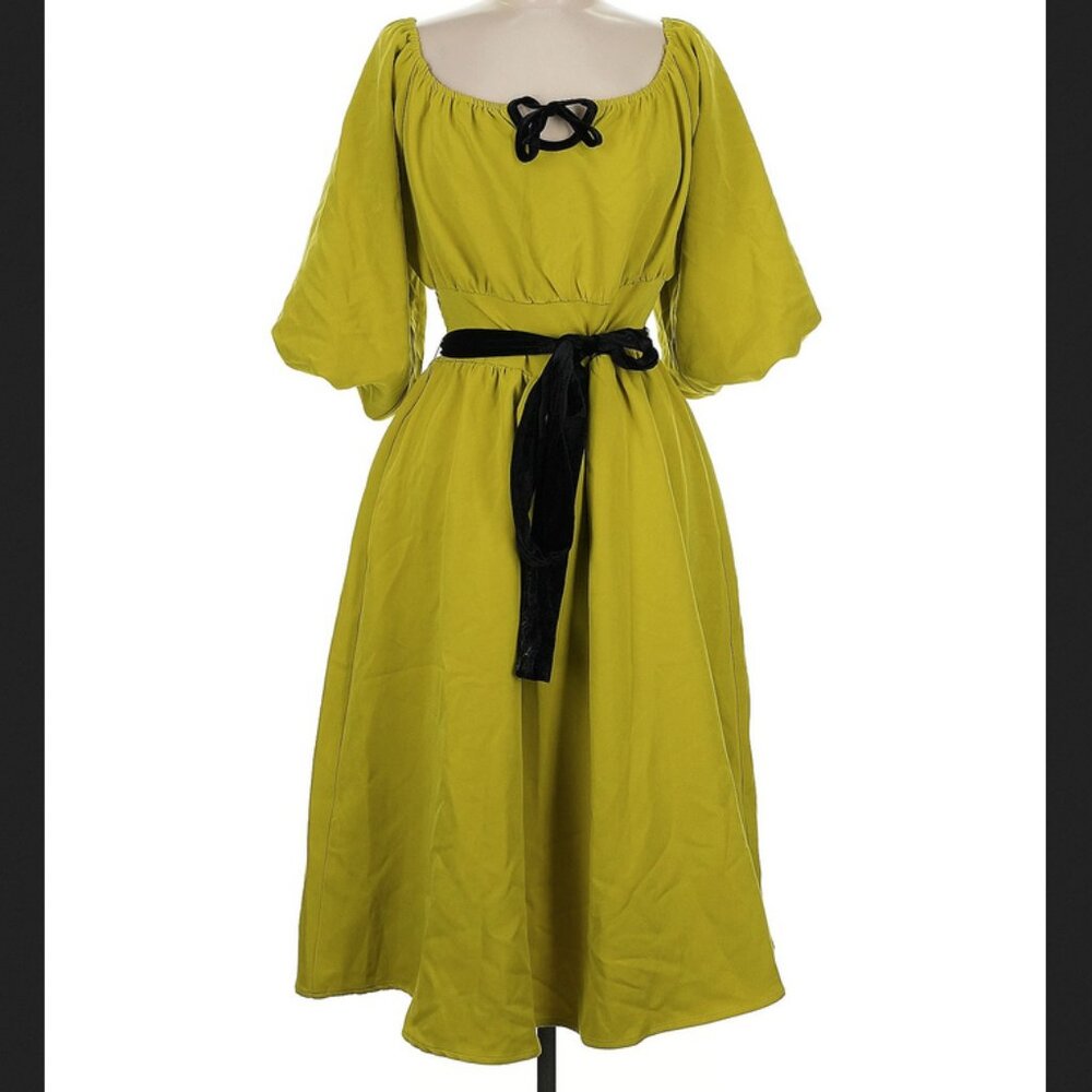 The Oblong Box Shop Eva Dress in Chartreuse - Picture 4 of 7
